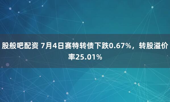 股般吧配资 7月4日赛特转债下跌0.67%，转股溢价率25.01%